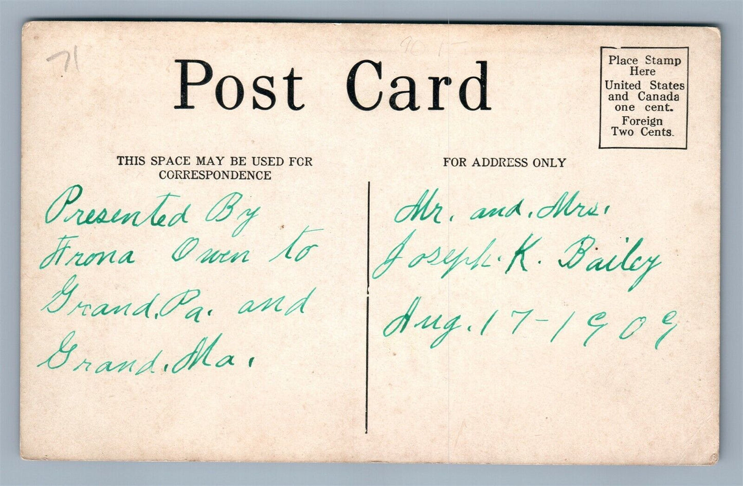 FARMERSBURG IN PRESBYTERIAN CHURCH ANTIQUE POSTCARD