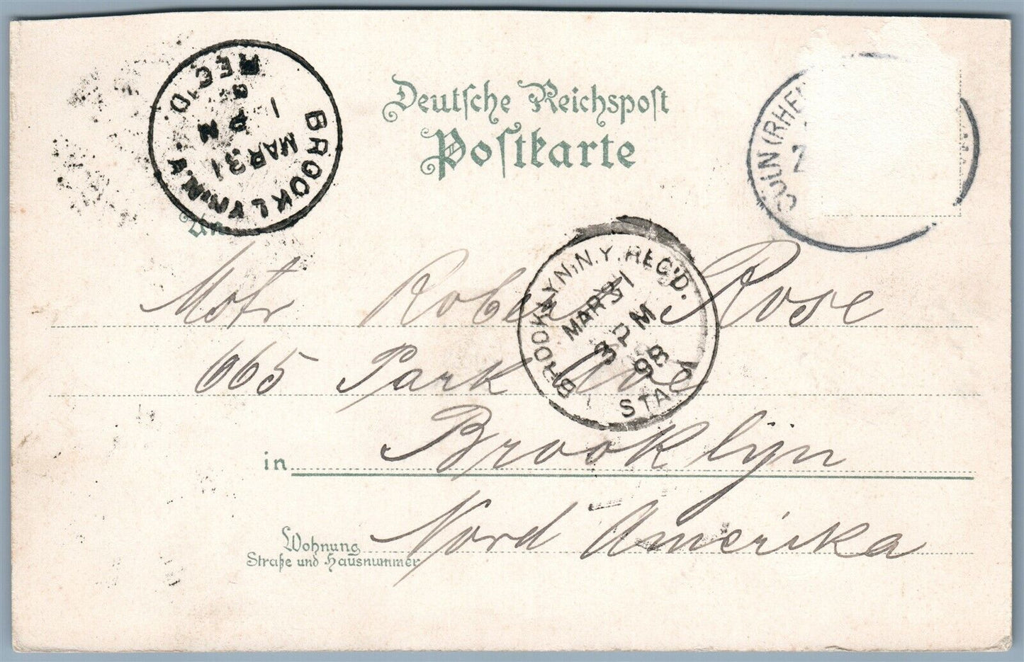 GRUSS AUS BINGEN GERMANY 1898 ANTIQUE POSTCARD