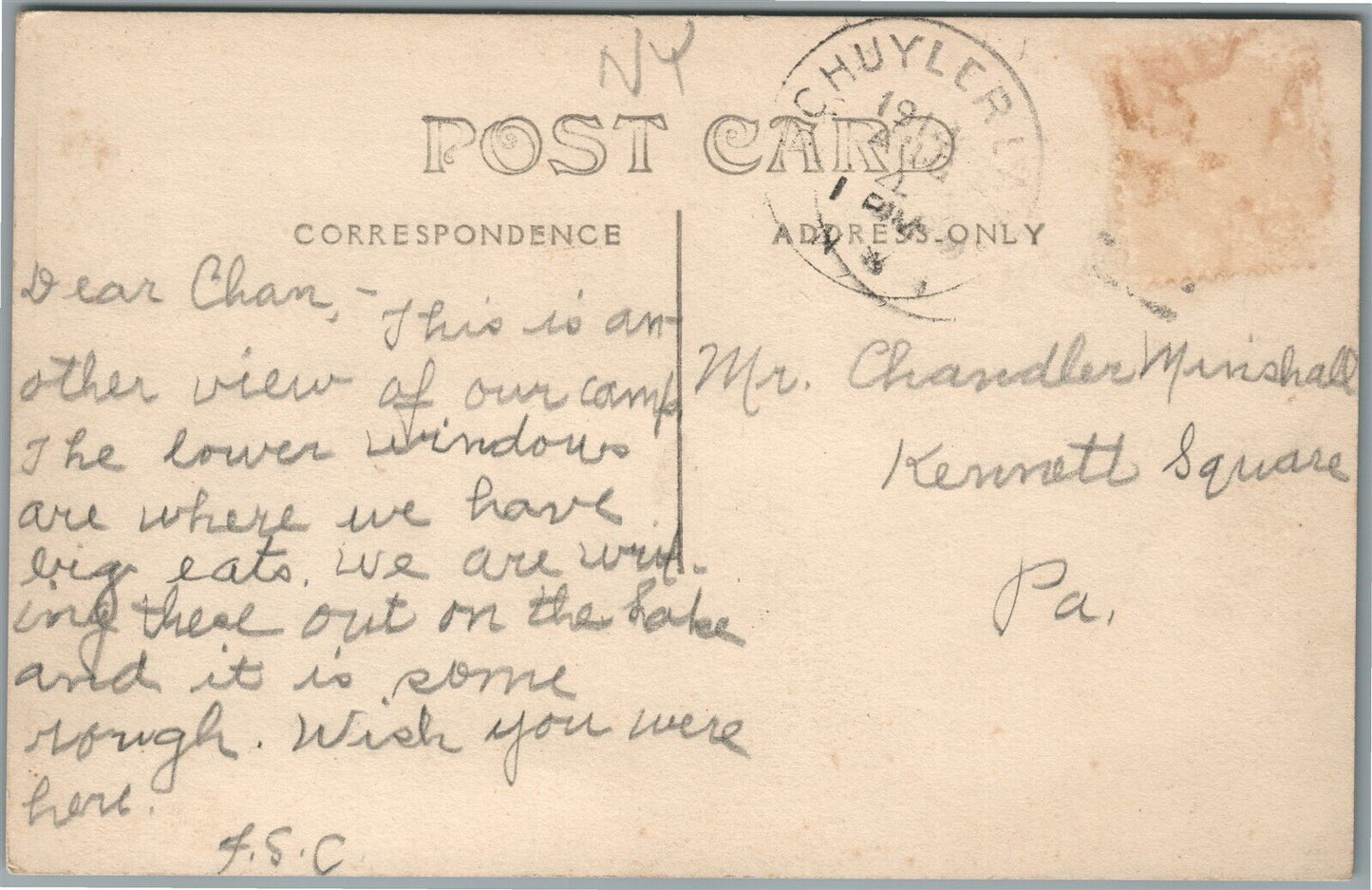 CANADARAGO LAKE NY ALLEN'S LOG CABIN ANTIQUE REAL PHOTO POSTCARD RPPC