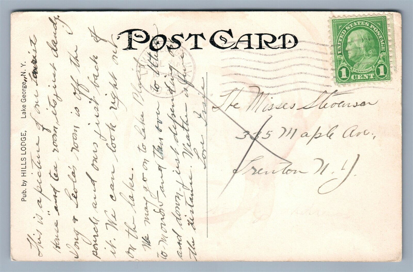 LAKE GEORGE NY HILLS LODGE & TEA ROOM VINTAGE POSTCARD