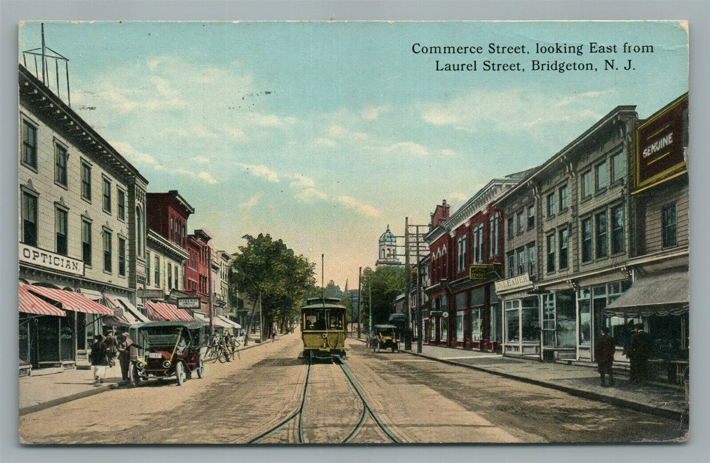 BRIDGETON NJ COMMERCE STREET TROLLEY ANTIQUE POSTCARD