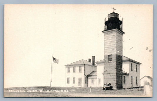 JAMESTOWN RI BEAVER TAIL LIGHTHOUSE VINTAGE POSTCARD