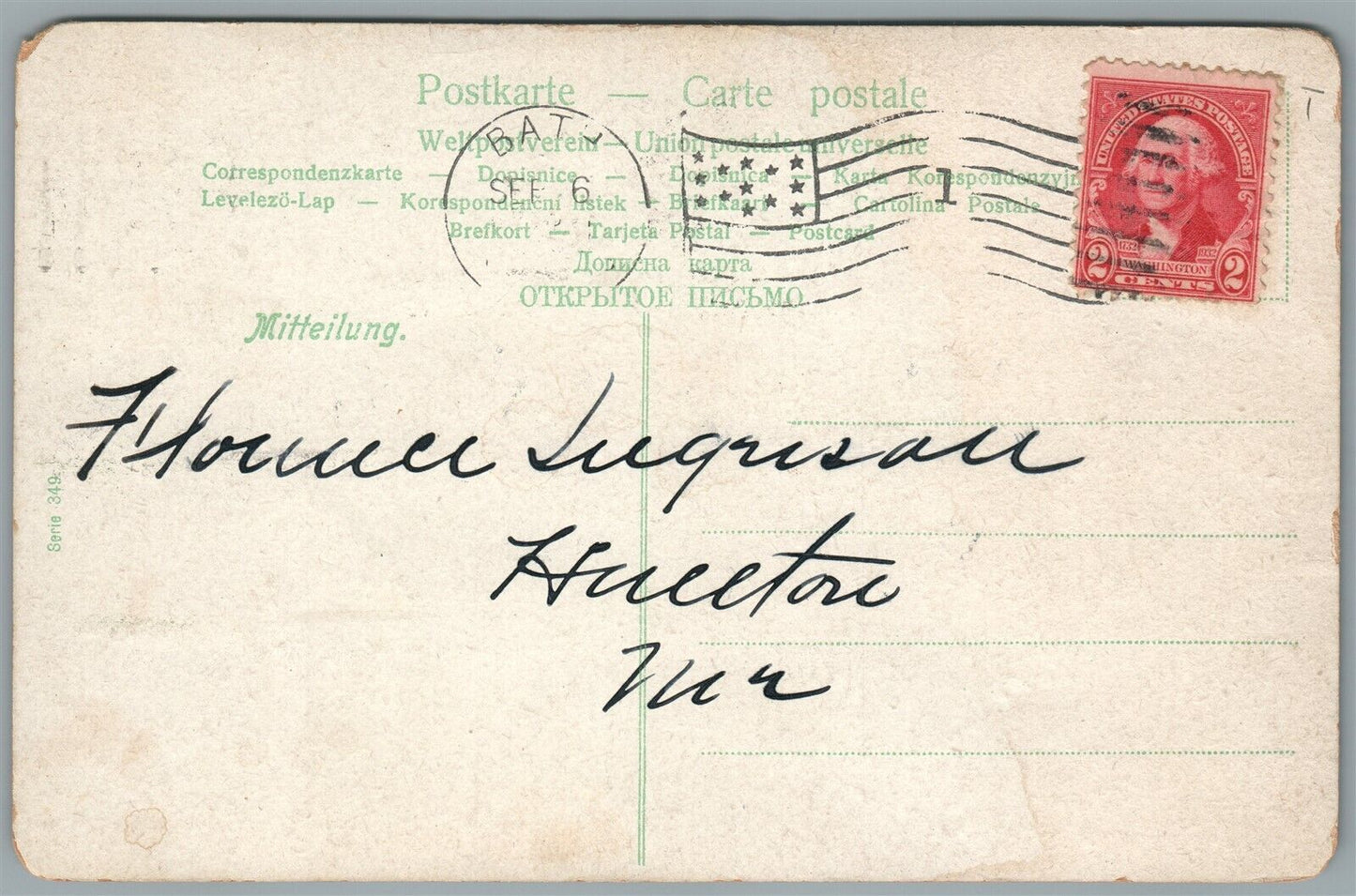 MULTI BABIES ANTIQUE POSTCARD flower faces