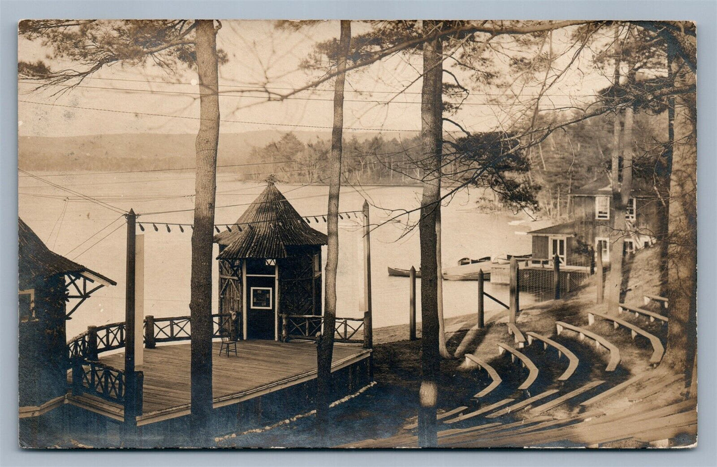 WEBSTER MA LAKE ANTIQUE REAL PHOTO POSTCARD RPPC