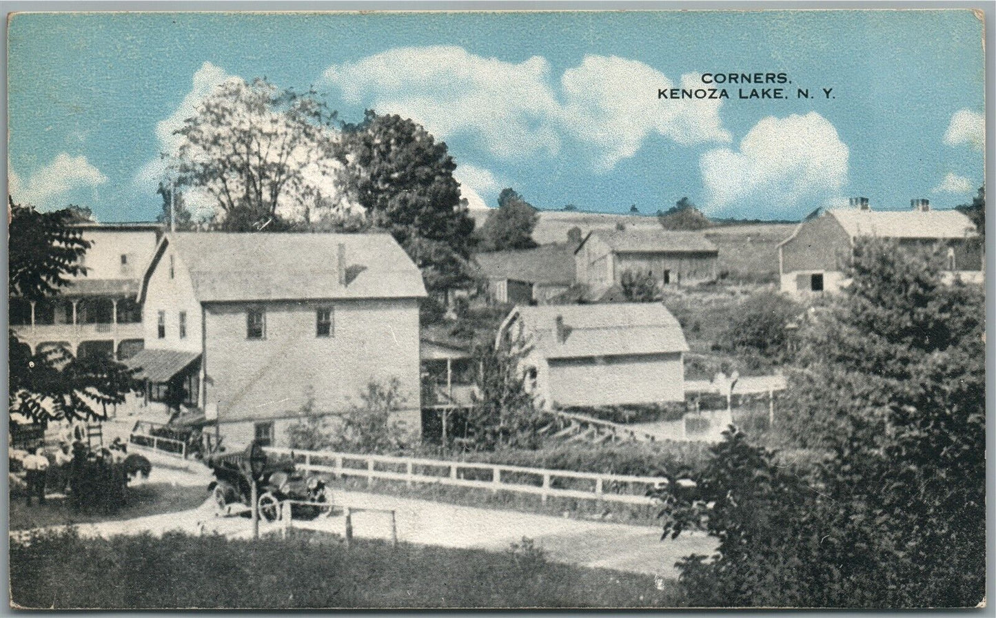 KENOZA LAKE NY CORNERS ANTIQUE POSTCARD