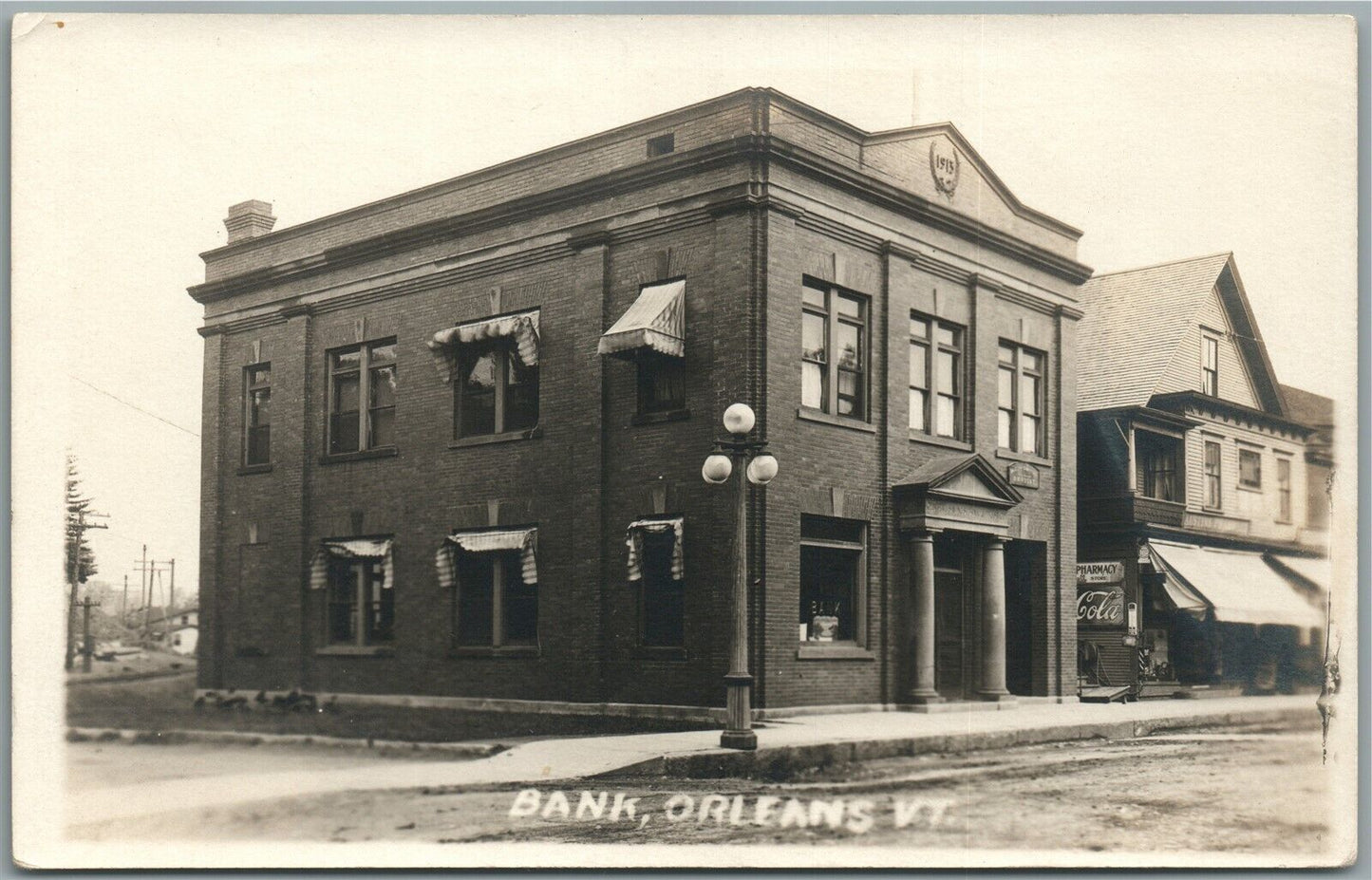 ORLEANS VT BANK ANTIQUE REAL PHOTO POSTCARD RPPC