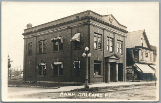 ORLEANS VT BANK ANTIQUE REAL PHOTO POSTCARD RPPC