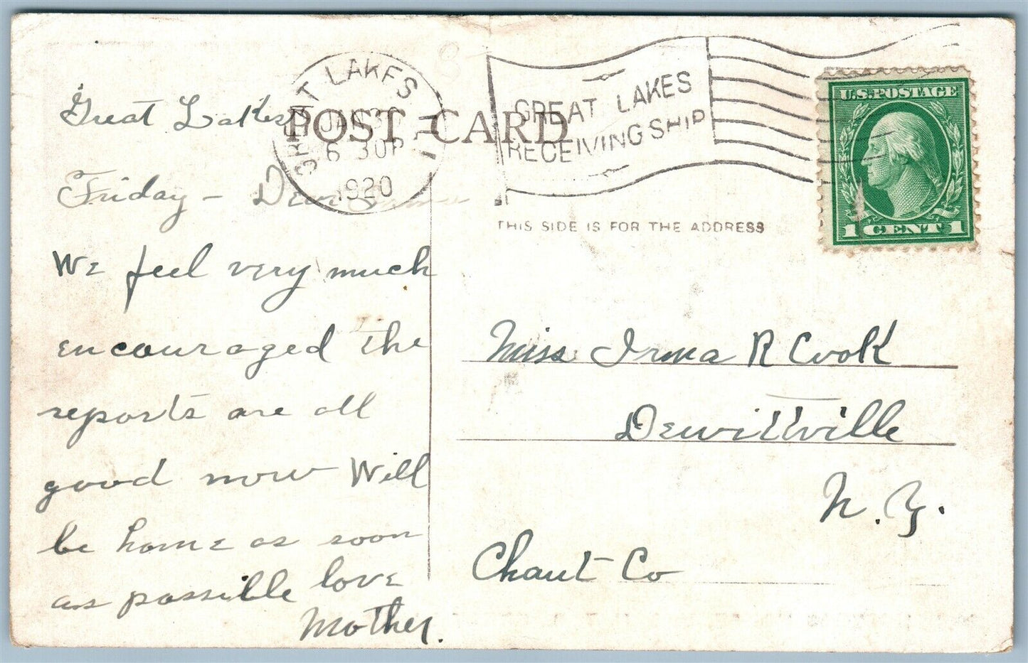 GREAT LAKES ILL HOSTESS HOUSE USNTS ANTIQUE POSTCARD