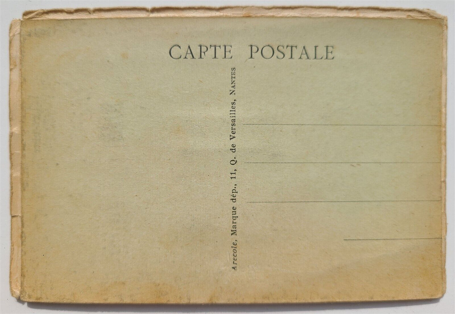 FRENCH ANTIQUE COMIC POSTCARD VERSAILLES FOLDING MINIATURE VIEWS FAMILY w/ DOG