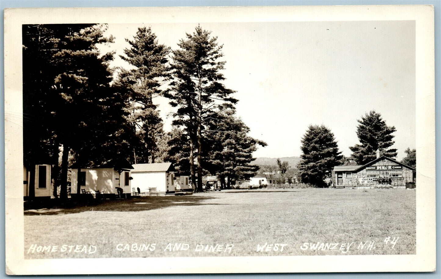 WEST SWANZEY NH HOMESTEAD CABINS & DINER VINTAGE REAL PHOTO POSTCARD RPPC