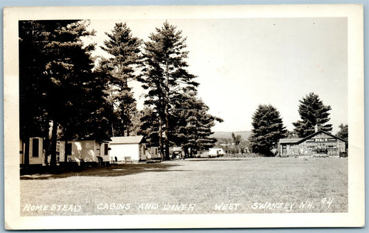 WEST SWANZEY NH HOMESTEAD CABINS & DINER VINTAGE REAL PHOTO POSTCARD RPPC