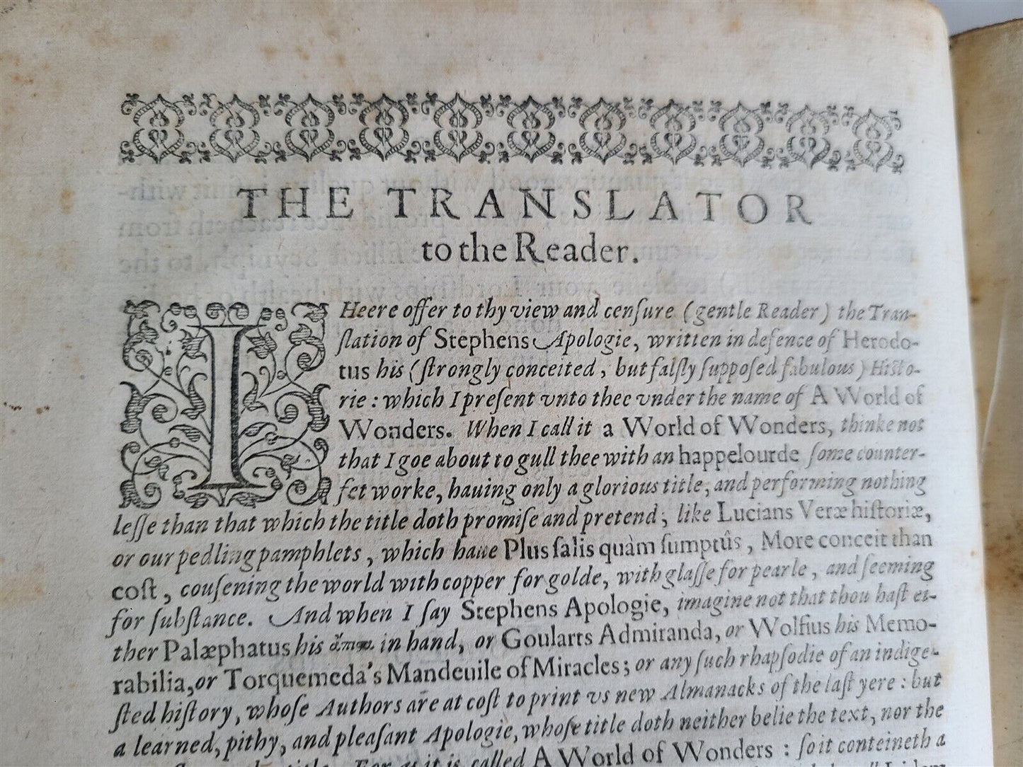 1608 WORLD OF WONDERS by HENRI ESTIENNE antique in ENGLISH rare