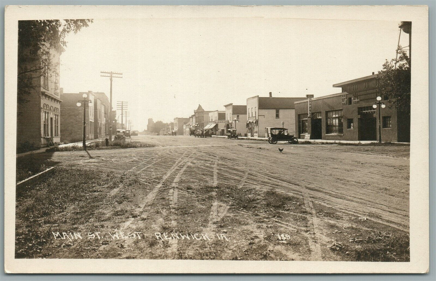 RENWICK IA MAIN STREET ANTIQUE REAL PHOTO POSTCARD RPPC
