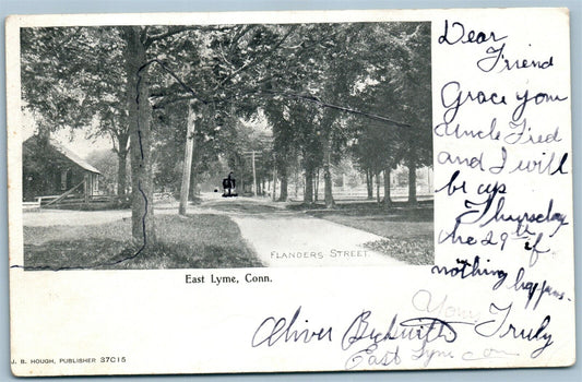 EAST LYME CT FLANDERS STREET ANTIQUE POSTCARD