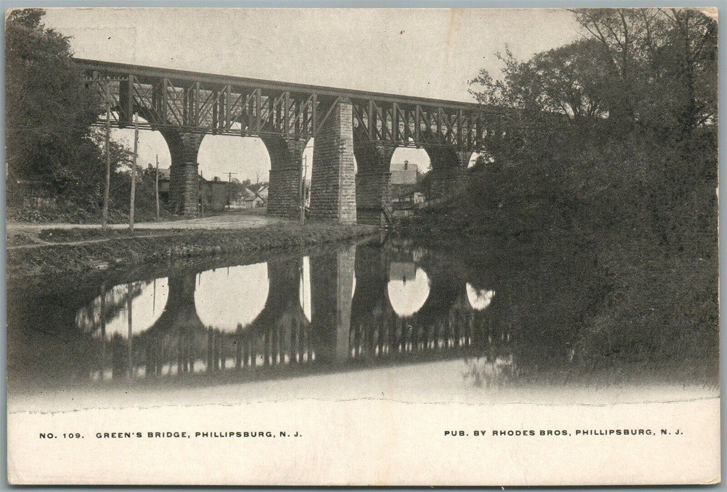 PHILLIPSBURG NJ GREEN'S BRIDGE ANTIQUE POSTCARD