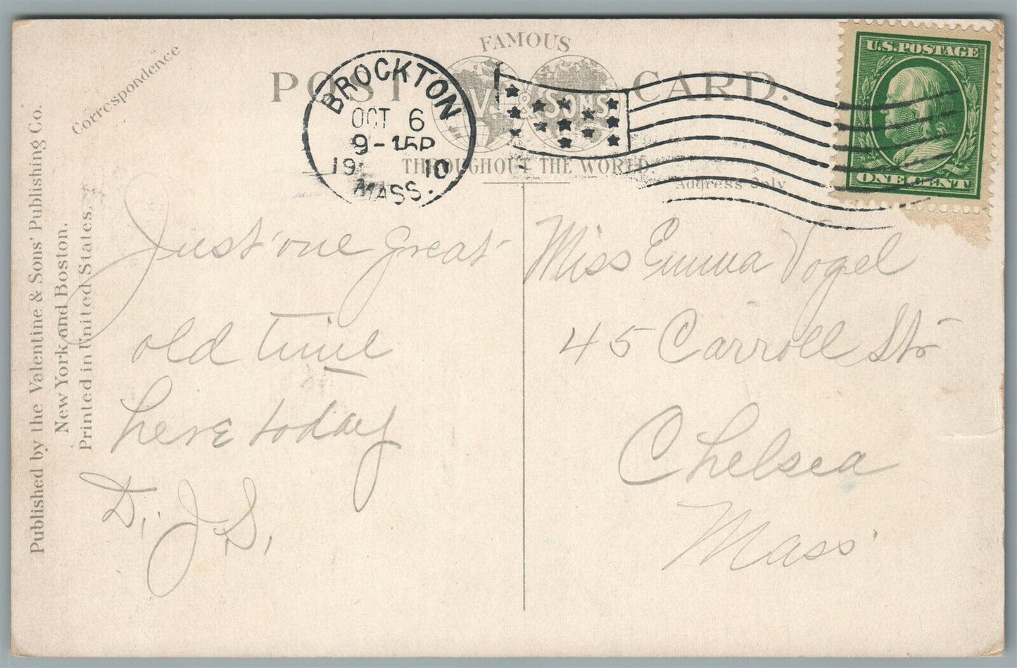 BROCKTON MA MAIN STREET ANTIQUE POSTCARD