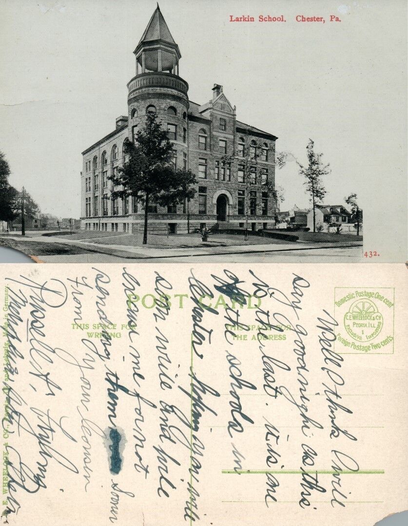 CHESTER PA LARKIN SCHOOL ANTIQUE POSTCARD