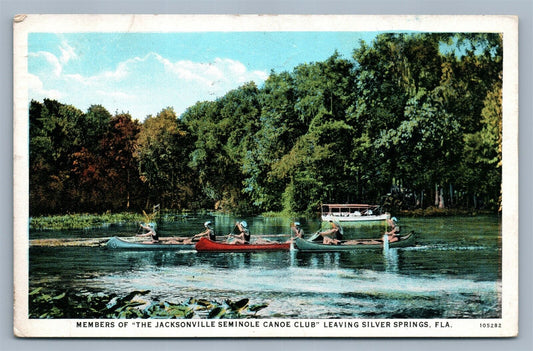 SILVER SPRINGS FL JACKSONVILLE SEMINOLE CANOE CLUB ANTIQUE POSTCARD