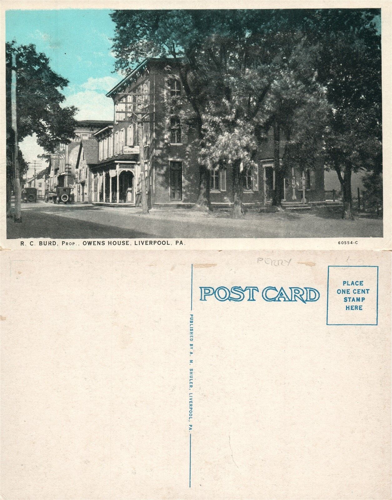 LIVERPOOL PA OWENS HOUSE ANTIQUE POSTCARD