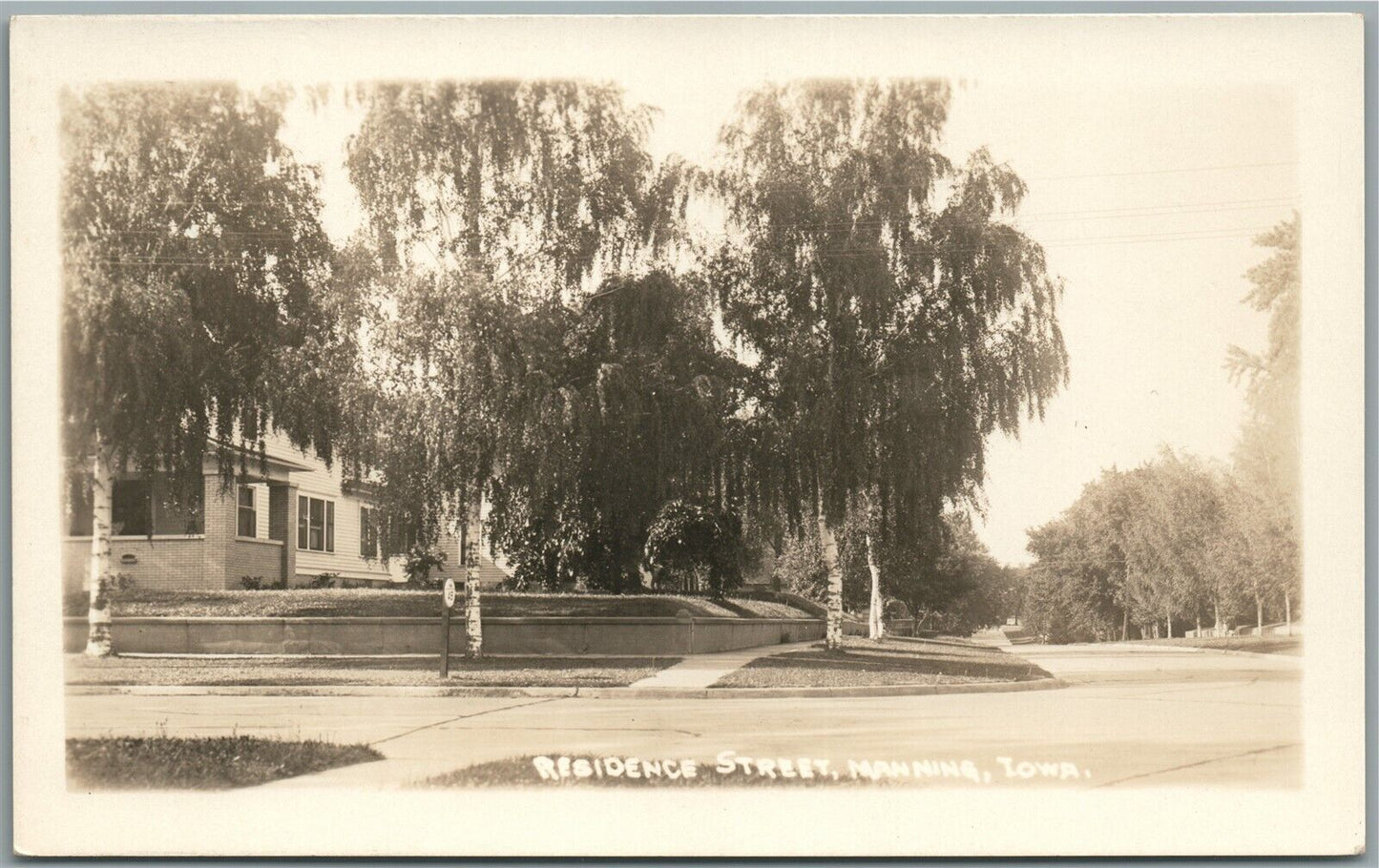 MANNING IA RESIDENCE STREET VINTAGE REAL PHOTO POSTCARD RPPC