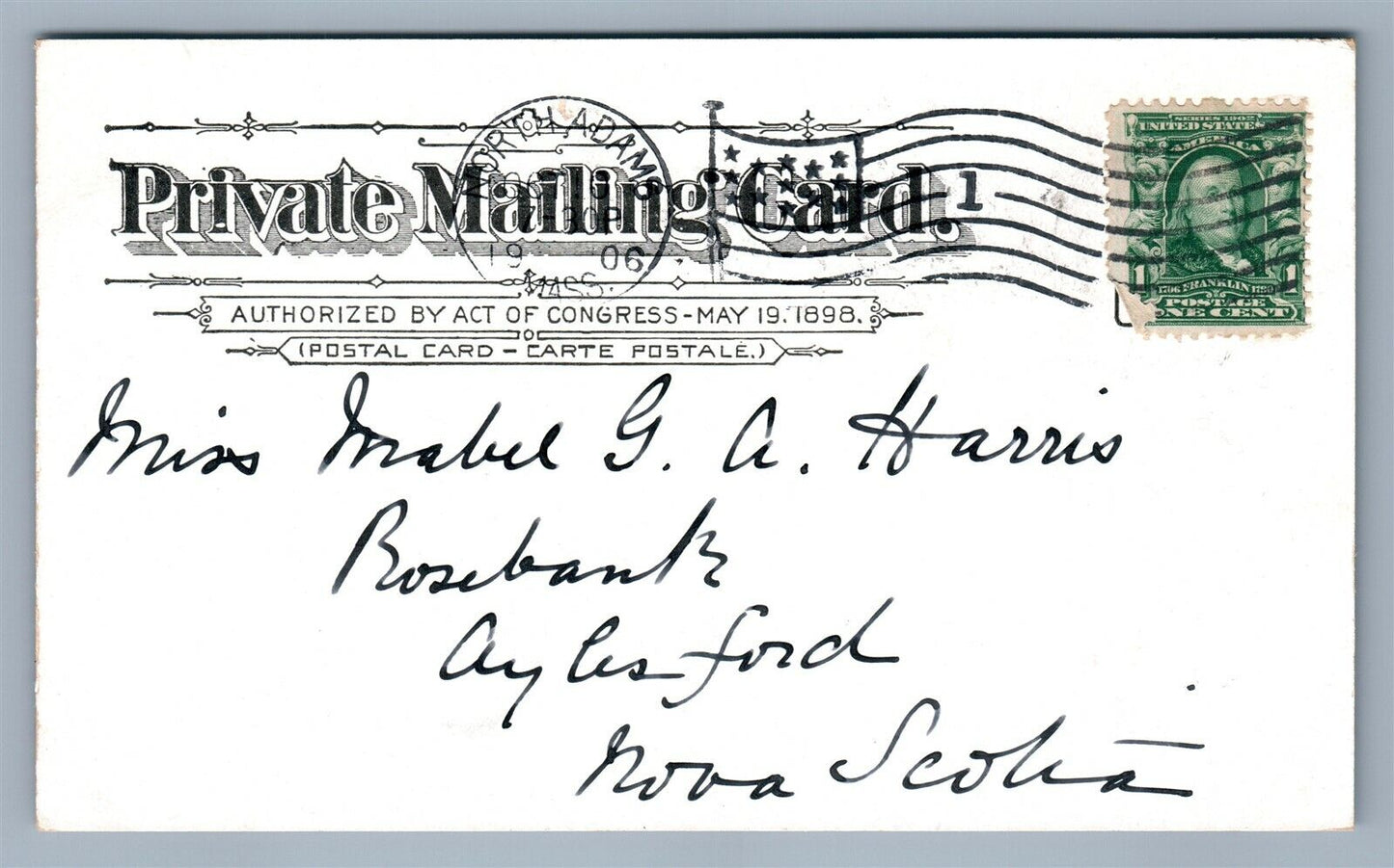 WILLIAMSTOWN MA GREYLOCK MOUNTAIN FROM STONE HILL PRIVATE MAIL ANTIQUE POSTCARD