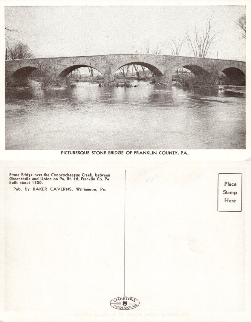 FRANKLIN COUNTY PA STONE BRIDGE ANTIQUE POSTCARD