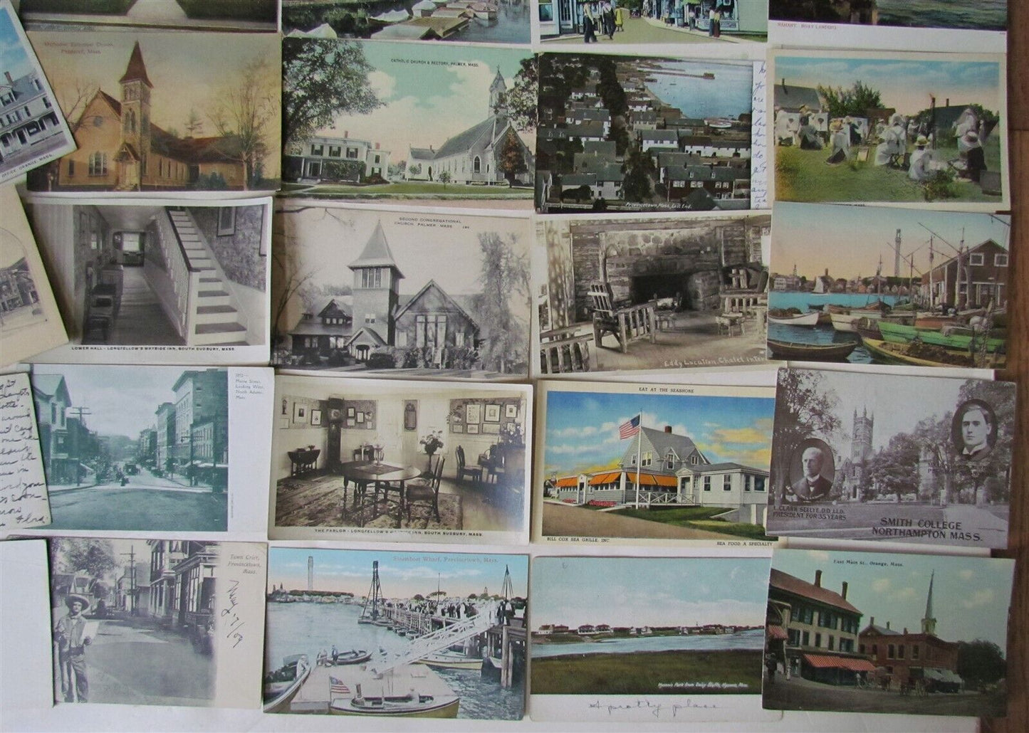 MASSACHUSETTS lot of 48 MA ANTIQUE POSTCARDS