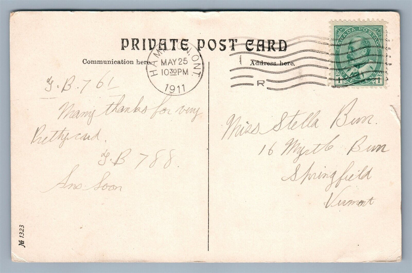 HAMILTON CANADA RAILWAY STATION ANTIQUE PRIVATE POSTCARD RAILROAD DEPOT