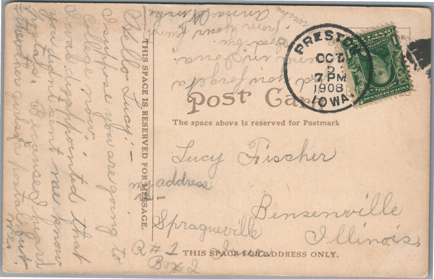 PRESTON IA CITY HALL ANTIQUE POSTCARD