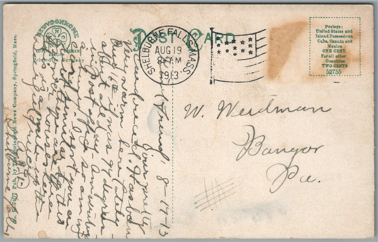 SHELBURNE FALLS MA POWER PLANT ANTIQUE POSTCARD