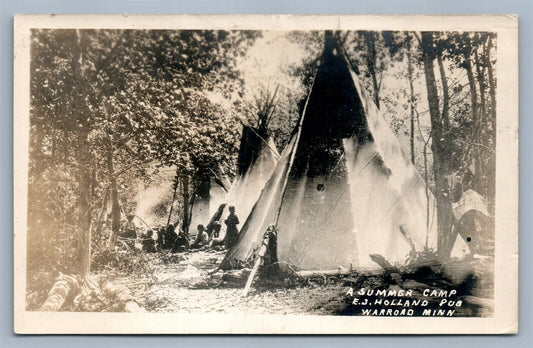 WARROAD MN SUMMER CAMP ANTIQUE REAL PHOTO POSTCARD RPPC