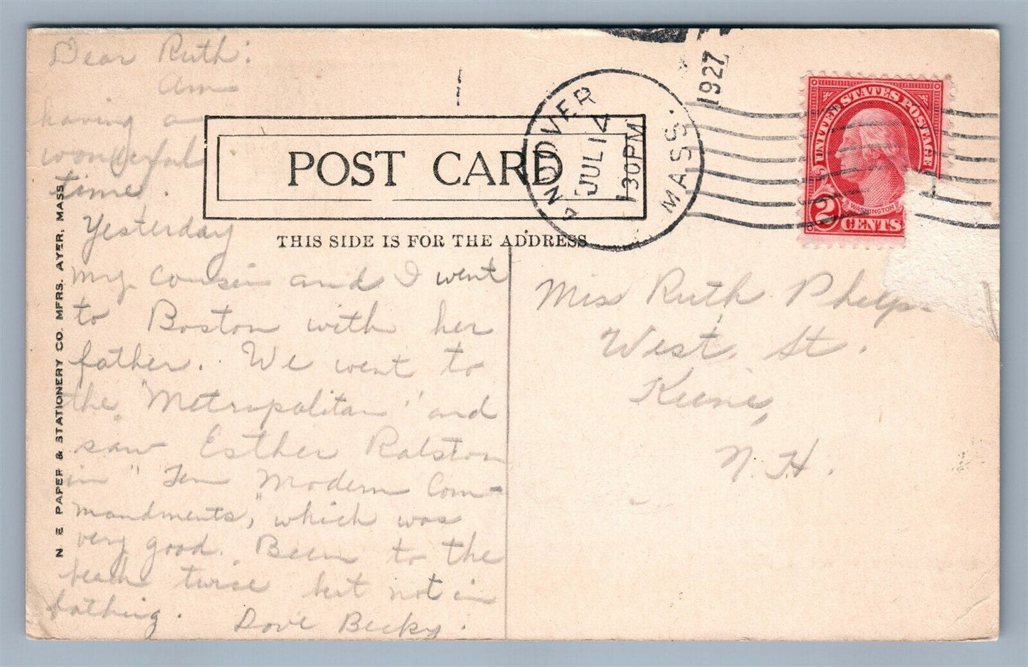ANDOVER MA THEOLOGICAL SEMINARY ANTIQUE POSTCARD