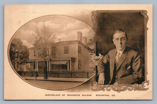 STAUNTON VA BIRTHPLACE OF WOODROW WILSON ANTIQUE POSTCARD PATRIOTIC