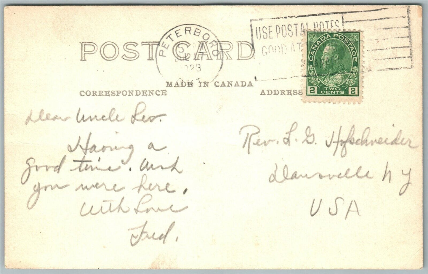 PETERBOROUGH CANADA FISHING EXAGGERATED ANTIQUE REAL PHOTO POSTCARD RPPC