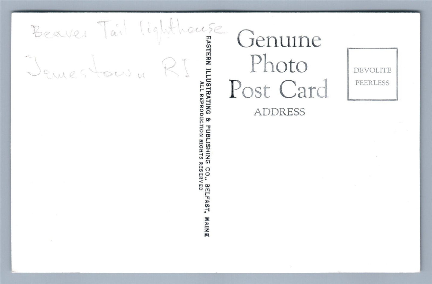 JAMESTOWN RI BEAVER TAIL LIGHT HOUSE VINTAGE REAL PHOTO POSTCARD RPPC