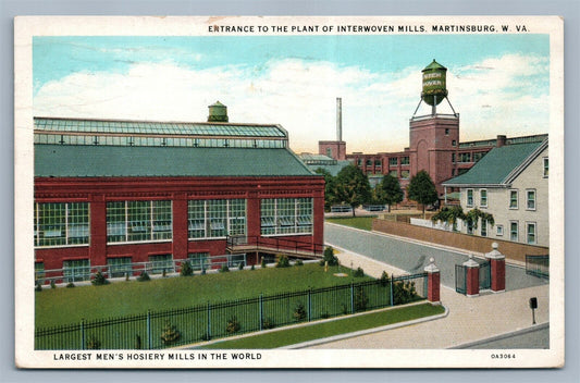 MARTINSBURG W.Va MEN'S HOSIERY PLANT OF INTERWOVEN MILLS 1936 ANTIQUE POSTCARD