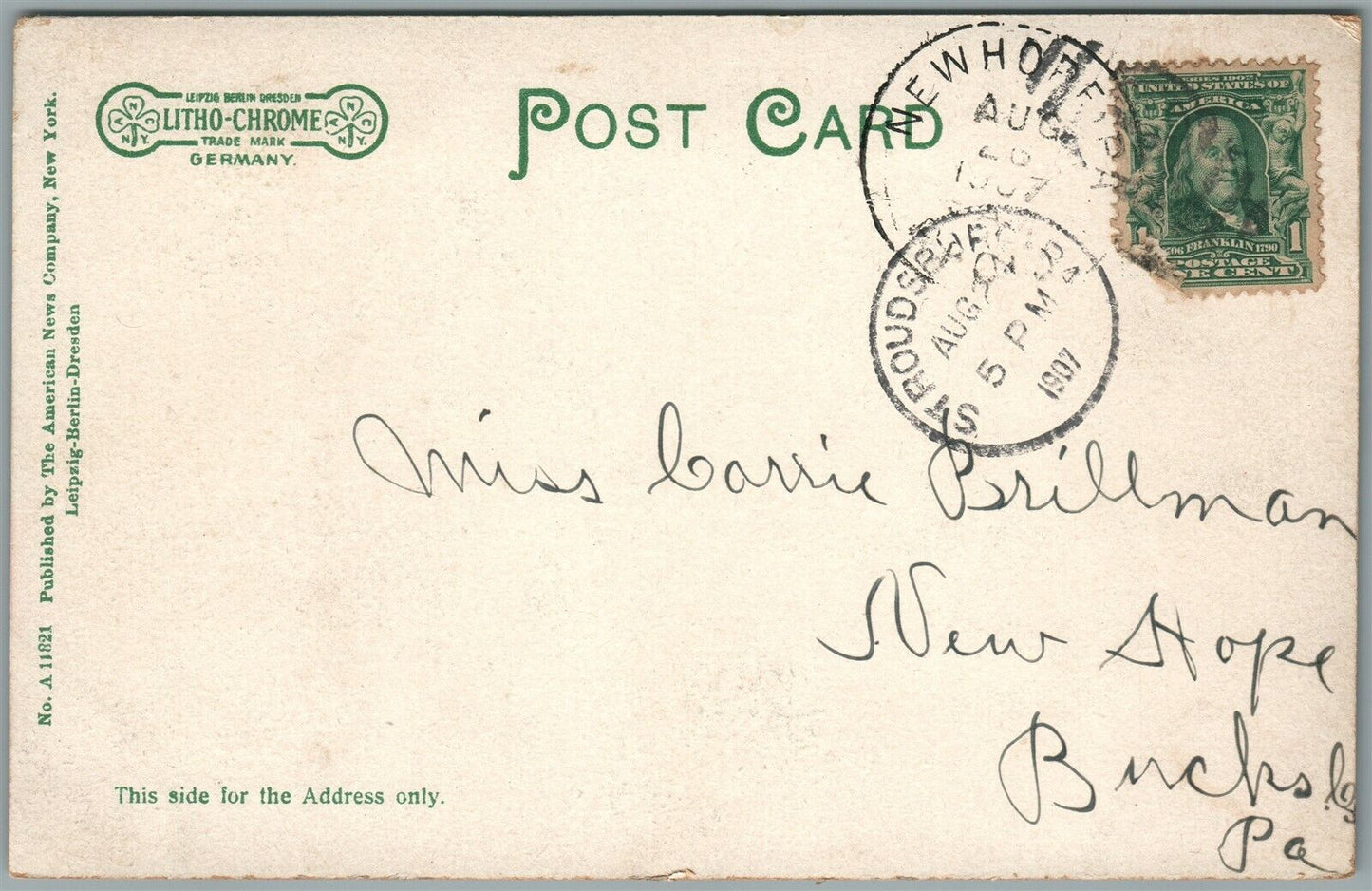 STROUDSBURG PA HOTEL FULMER ANTIQUE POSTCARD