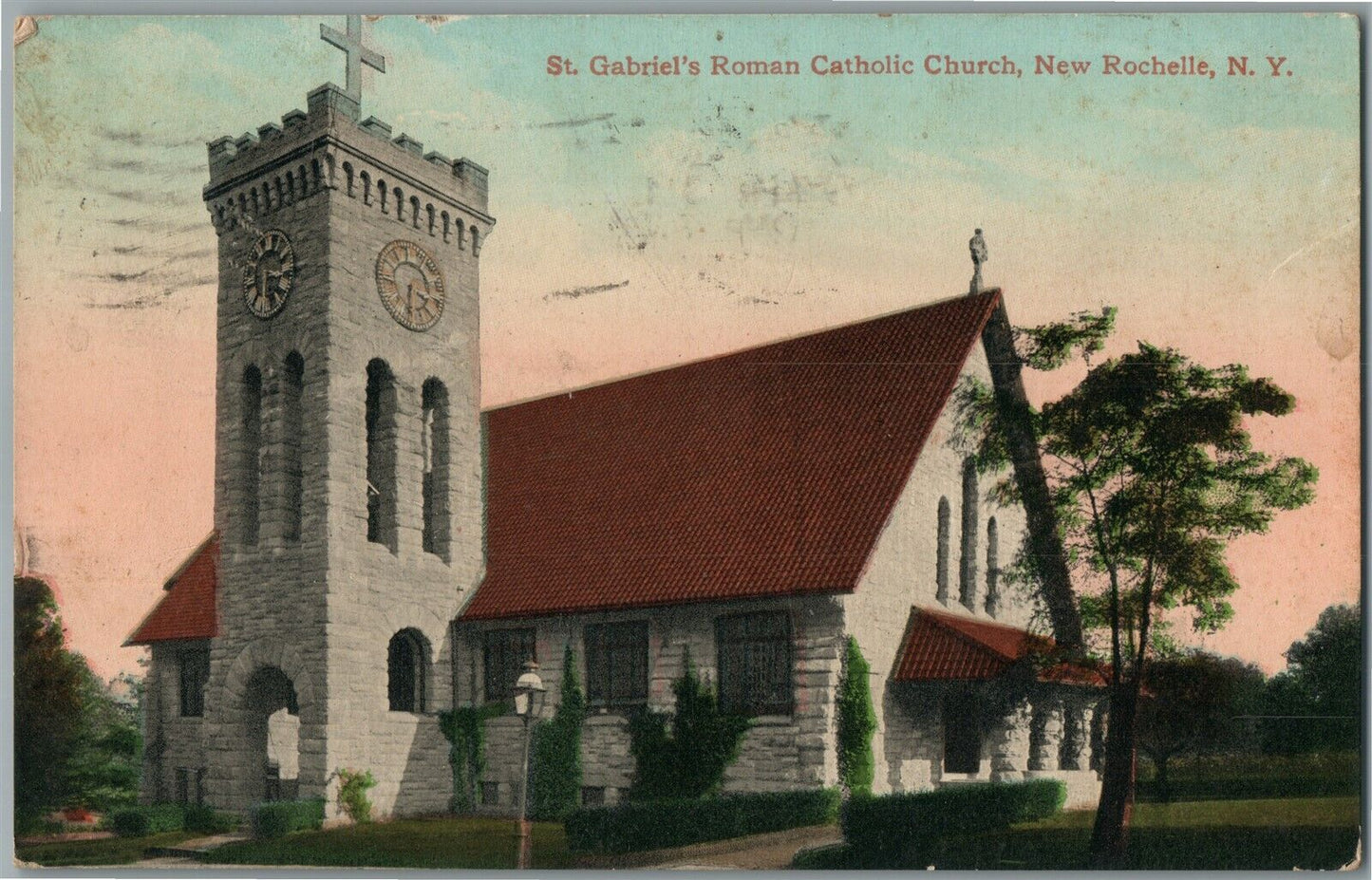 NEW ROCHELLE NY ST.GABRIEL'S ROMAN CATHOLIC CHURCH ANTIQUE POSTCARD