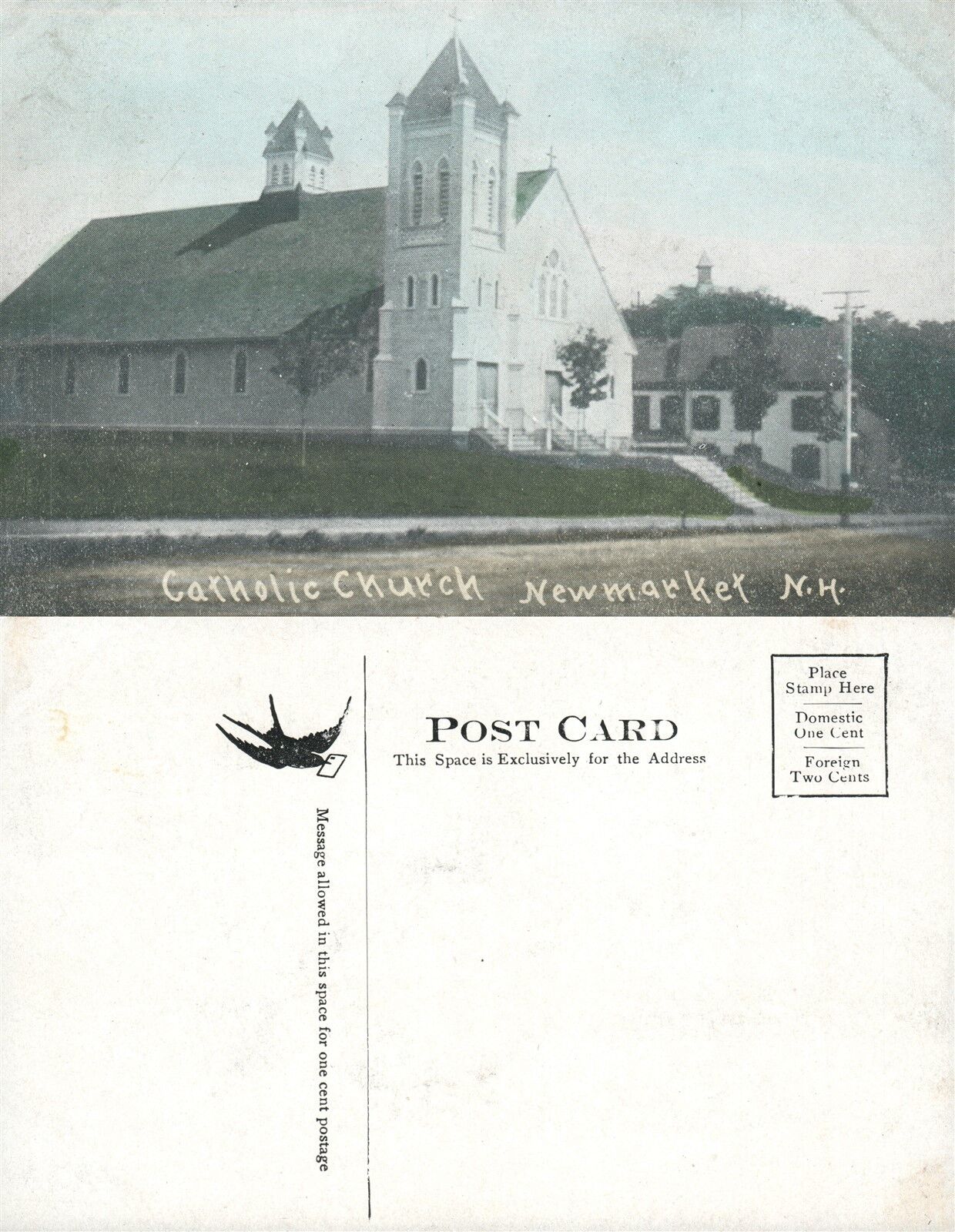 NEWMARKET N.H. CATHOLIC CHURCH ANTIQUE POSTCARD