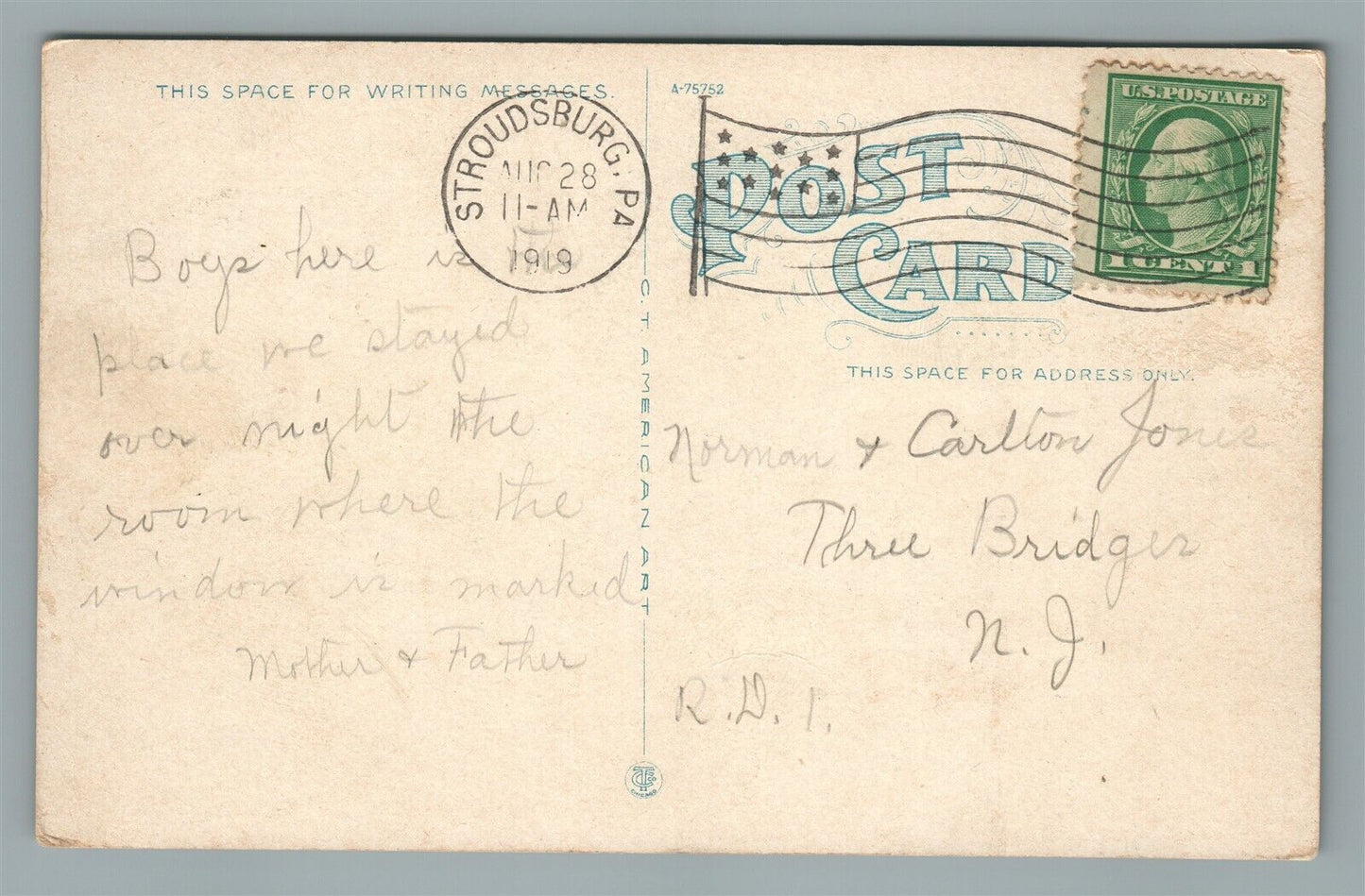 STROUDSBURG PA HOTEL FULMER ANTIQUE POSTCARD