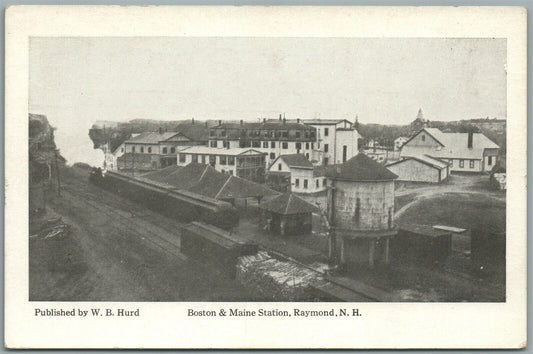 RAYMOND NH RAILROAD STATION RAILWAY TRAIN DEPOT ANTIQUE POSTCARD