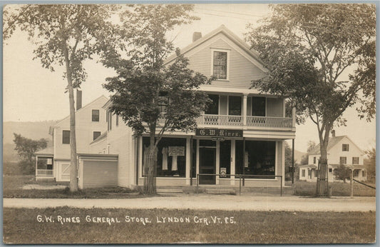 LYNDON CTR. VT G.W.RINES GENERAL STORE ANTIQUE REAL PHOTO POSTCARD RPPC