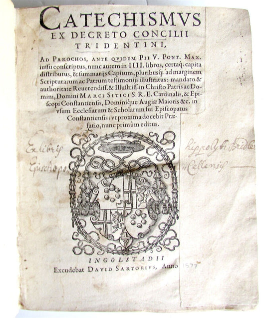 1577 Catechismus ex decreto concilii Tridentini ANTIQUE 16th CENTURY vellum