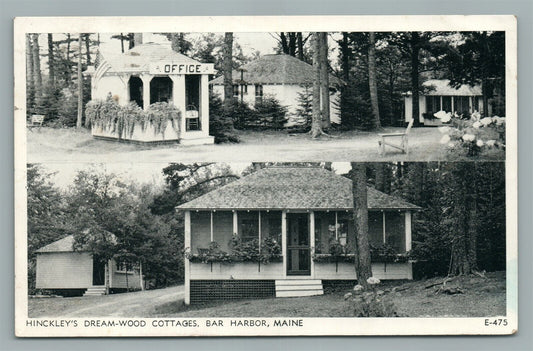 BAR HARBOR ME HINCKLEY'S DREAM-WOOD COTTAGES VINTAGE POSTCARD
