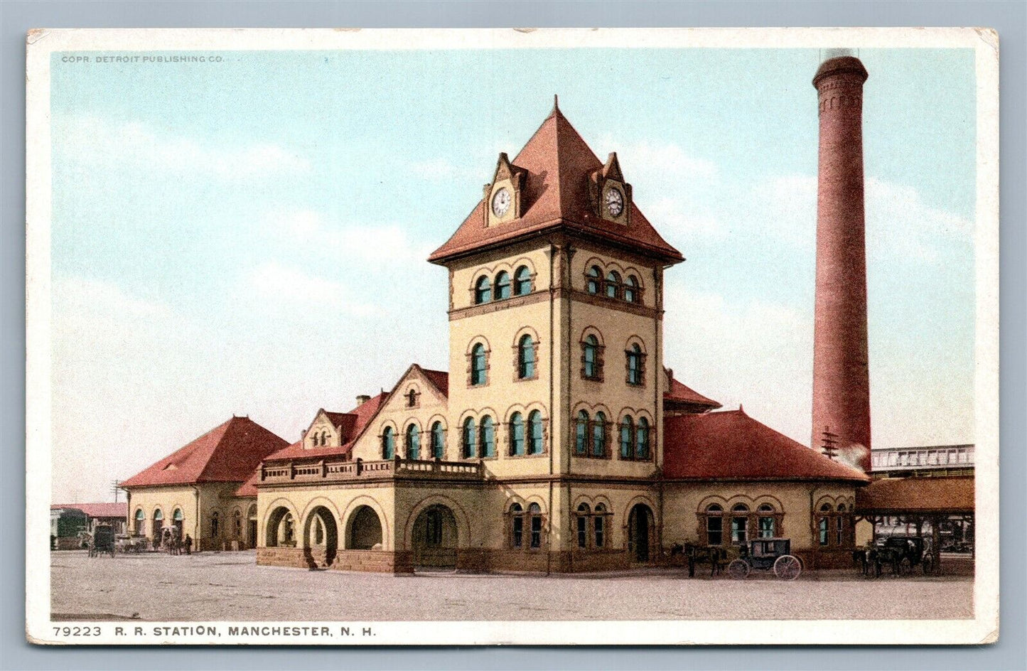 MANCHESTER NH RAILROAD STATION ANTIQUE POSTCARD RAILWAY DEPOT