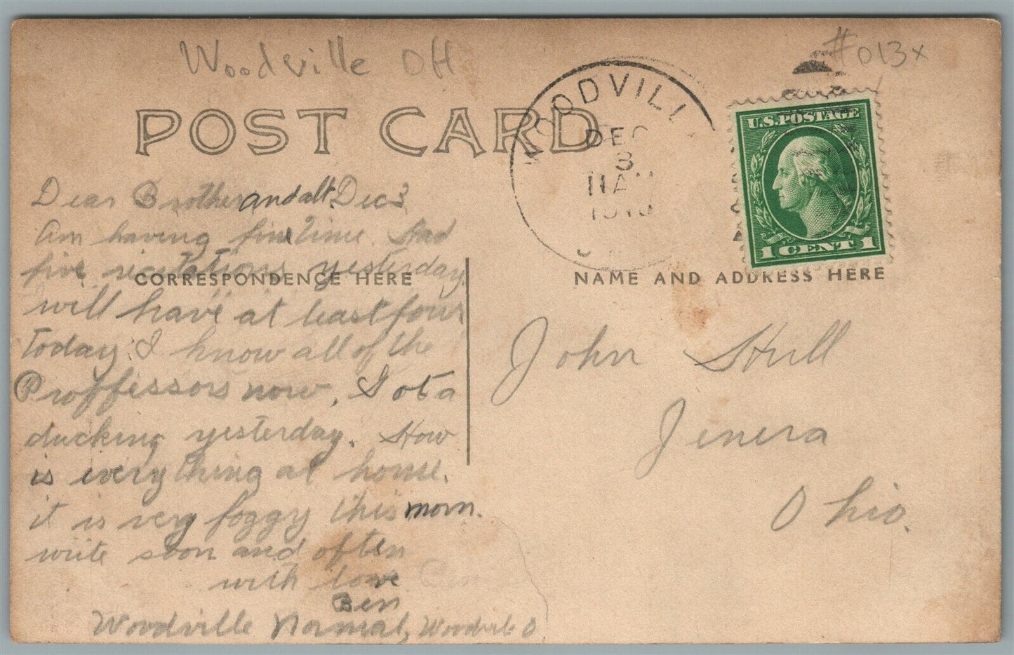 WOODVILLE OH MAIN STREET ANTIQUE REAL PHOTO POSTCARD RPPC