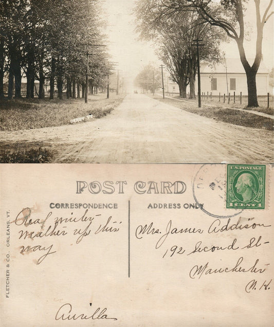 DERBY VT STREET SCENE ANTIQUE REAL PHOTO POSTCARD RPPC