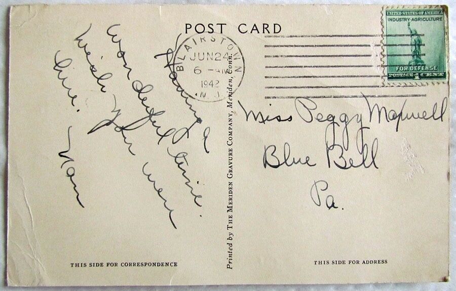 LOCKE HALL BLAIR ACADEMY BLAIRSTOWN N.J. 1942 VINTAGE POSTCARD