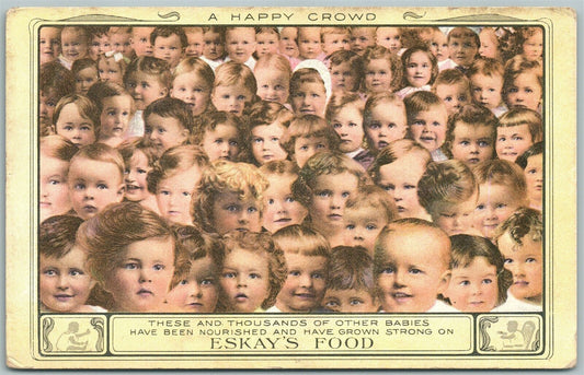 MULTIPLE BABIES ESKAY'S FOOD ADVERTISING ANTIQUE POSTCARD