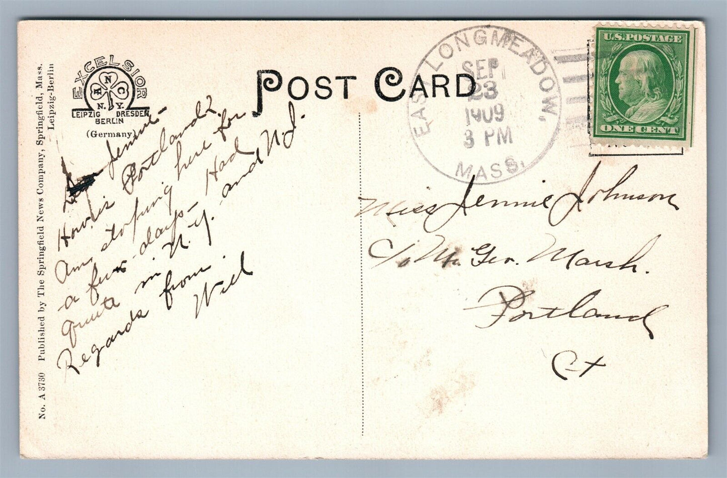 EAST LONGMEADOW MA NORCORSS BROS. STONE YARD 1909 ANTIQUE POSTCARD